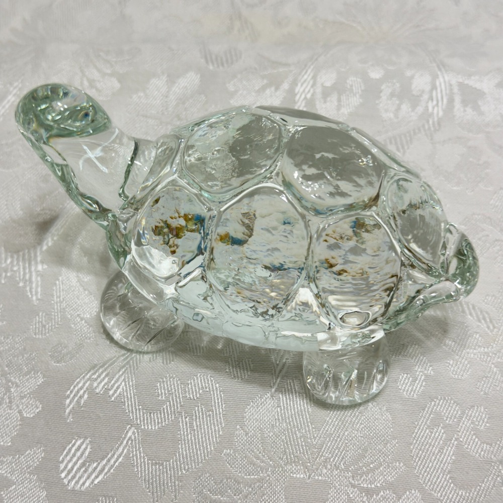 Vintage Turtle Figurine Animal Art Glass 7 inch Tortoise Good Luck
